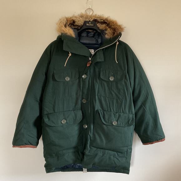 VTG Alyeska Arctic Wear Goose Down Insulated Parka Coat Jacket M Leather Patches - Picture 1 of 15